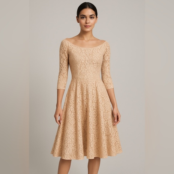 Vintage 50s Lace Gown, David Hart, Rhinestone Shell Embellishment, Small - Picture 14 of 14